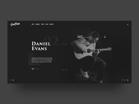 Daniel Evans website Musician Website, Music Websites, Ux App Design, Header Tumblr, Studio Website, Spiderman Drawing, Modern Website Design, Desain Editorial, Creative Website Design