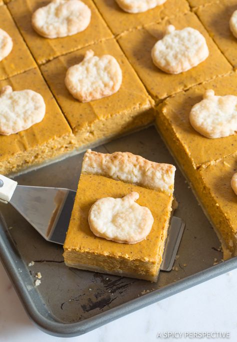 Secret Ingredient Perfect Pumpkin Slab Pie Recipe - The Best Pumpkin Pie recipe due to two secret ingredients that improve the flavor and texture! Pumpkin Slab Pie Recipe, Pumpkin Slab Pie, Pumpkin Pie From Scratch, Slab Pie Recipes, Best Pumpkin Pie Recipe, A Spicy Perspective, Best Pumpkin Pie, Slab Pie, Pumpkin Pie Bars