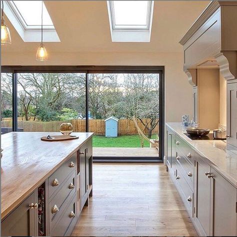 Gray Farmhouse Kitchen, Kitchen Extension Open Plan, Cabinet Makeover Ideas, Farmhouse Kitchen Cabinet, Kitchen Cabinet Makeover, Conservatory Kitchen, Kitchen Diner Extension, House Extension Plans, Open Plan Kitchen Dining Living