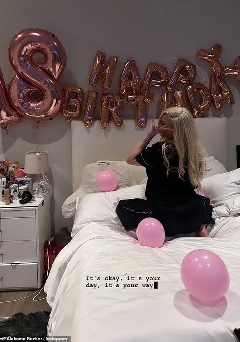 Travis Barker pays tribute to daughter Alabama on her 18th birthday Famous Pairs, Alabama Barker, Birthday Room Decorations, Birthday Babe, Pink Birthday Party, Black Sheer Dress, Travis Barker, 22nd Birthday, Blowout Hair