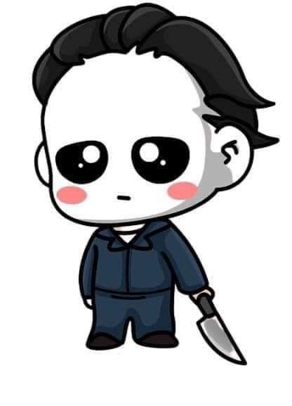 Michael Myers Cartoon, Cute Michael Myers, Cute Horror Characters, Michael Myers Tattoo, Cakesicles Ideas, Myers Tattoo, Horror Drawings, Spooky Doodles, Horror Movie Villains