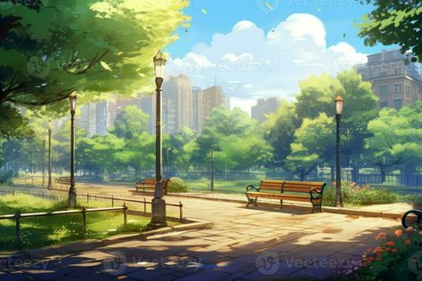 Park green anime visual novel game. Generate Ai Anime Parking Lot Background, Anime Green Background, Visual Novel Aesthetic, Anime Park Background, Park Anime Background, Park Background For Editing, Gacha Park Background, Anime Visual Novel, Visual Novel Background