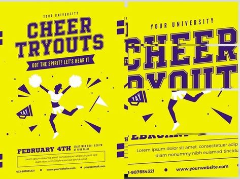 Tryouts Poster, Cheerleading Flyer, Cheerleading Tryouts, Cheer Tryouts, Cheerleading Competition, Cheer Camp, Flyer Free, Competitive Cheer, Sports Flyer