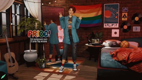 Cas Room, Room With Mirror, Different Pride Flags, Sims 4 Cas Background, Cas Background, Background Room, Happy Pride Month, Happy Pride, Sims 4 Cas