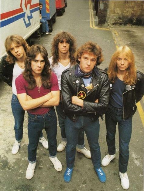 IRON MAIDEN _ 1981: This is the bands original lineup for the first album "Iron Maiden" with Paul Di'Anno on vocals and Dennis Stratton on guitars. Stratton would be replaced by Adrian Smith after this record and Paul Di'Anno quit the band after the 2nd album "Killers" and Bruce Dickinson stepped in to replace him. Clive Burr, 80s Heavy Metal, Dave Murray, Steve Harris, Iron Maiden Band, Rock & Roll, Groove Metal, Iron Maiden Eddie, Bruce Dickinson