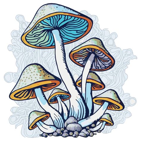 Mushroom vector illustration psychedelic... | Premium Vector #Freepik #vector #mushroom-illustration #hippie #groovy #cartoon-mushroom Drawing Ideas Trippy, Psychadelic Mushroom, Mushroom Drawing Ideas, Mushroom Vector, Mushroom Drawing, Ipad Drawings, Cartoon Drawing, Cartoon Drawings, Drawing Ideas