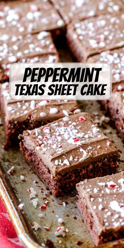 Peppermint Texas Sheet Cake recipe from RecipeGirl.com #peppermint #texas #sheet #cake #recipe #RecipeGirl Texas Sheet Cake Cookies, Texas Sheet Cake Recipe, Diy Cakes, Sheet Cake Recipe, Cakes Decorating, Easy Holiday Desserts, Texas Sheet, Cupcakes Recipes, Cake Diy