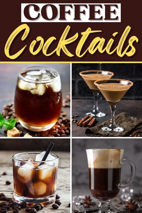 Coffee Brandy Drinks, Coffee Alcoholic Drinks Recipes, Coffee Booze Drinks, Alcohol Coffee Drinks Recipes, Coffee With Whiskey, Cocktail Coffee Drinks, Drinks With Coffee Liquor, Bourbon Coffee Drink, Rum And Coffee Drinks