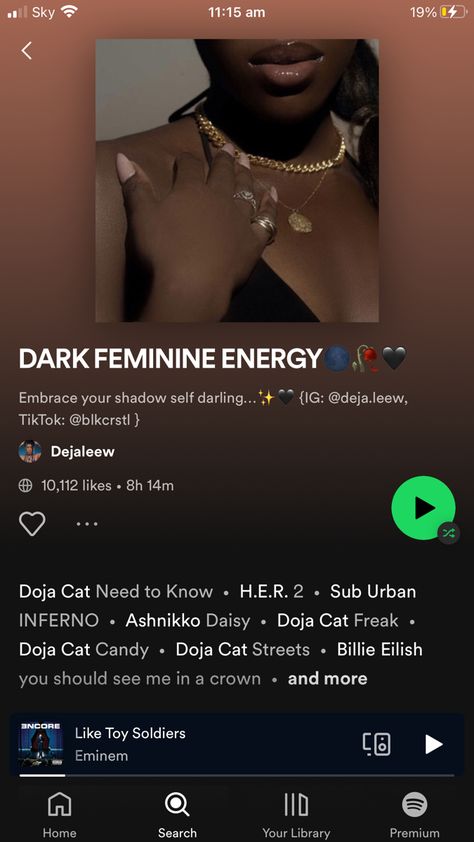 Dark Feminine Music Playlist, Dark Feminine Playlist, Summer Songs Playlist, Rap Playlist, Playlist Names Ideas, Playlist Names, Therapy Playlist, Rap Video, Playlist Ideas