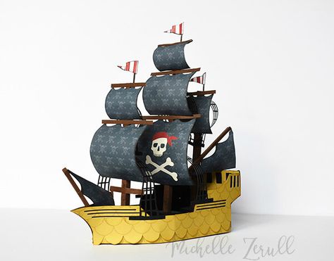 Pirate Tales Paper Pirate Ship Diy Pirate Ship, Pirate Ship Craft, Pirate Bedroom Theme, Diy Pirate, Pirate Themed Birthday Party, Pirate Themed Birthday, Pirate Boats, Paper Blog, Ship Craft