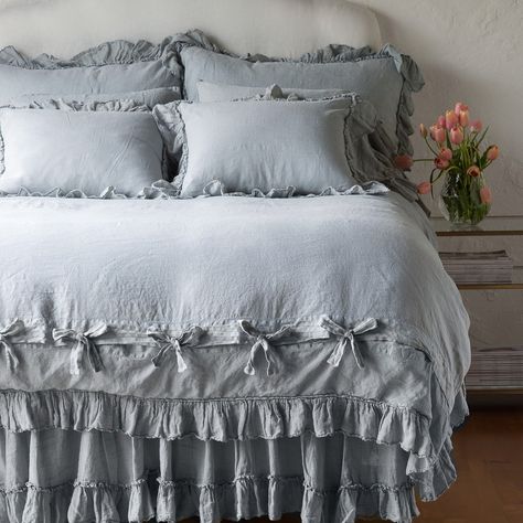 Bella Notte Linens, Country Bedding, Grey Duvet, Gray Duvet Cover, Blue Duvet, Blue Duvet Cover, White Duvet Covers, Bed Sets, Kathy Kuo Home