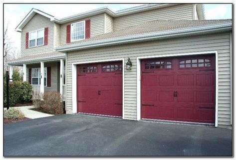 Red Garage Door, Garage Door Window, Raynor Garage Doors, Red Garage, House Accents, Garage Door Colors, Garage Door Windows, Sectional Garage Doors, Garage Door Types