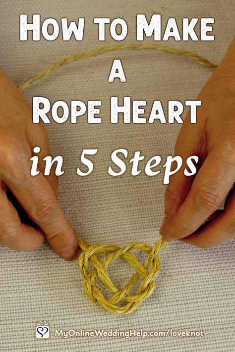 This rustic rope heart knot is ideal for country wedding decorations or DIY farmhouse decor. Read the full 5-step tutorial and see how to make a love knot in the video in the MyOnlineWeddingHelp.com blog. #HeartKnot #RopeHeart #DIYWedding #DIYKnots #RusticWedding #FarmhouseDecor #FarmhouseDIY Burlap Flower Tutorial, Door Bows, Giant Paper Flower Tutorial, Real Wedding Flowers, Giant Paper Flowers Diy, Book Page Roses, Rope Heart, Glitter Wine Glasses, Diy Shows