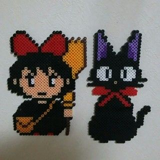 Kiki Perler Beads, Perler Bead Studio Ghibli, Princess Mononoke Perler Beads, Ponyo Perler Beads, Ghibli Perler Beads, Studio Ghibli Perler Beads, Totoro Perler Beads, Easy Perler Bead Patterns, Pearl Beads Pattern