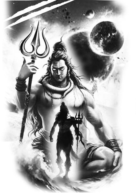 Siva Tattoo Designs, Shiva Tattoo Stencil, Mahadev Tattoo Designs, Lord Shiva Tattoo Design, Shiva Tattoo Ideas, Kali Tattoo, Hanuman Tattoo, Trishul Tattoo Designs, Mahadev Tattoo