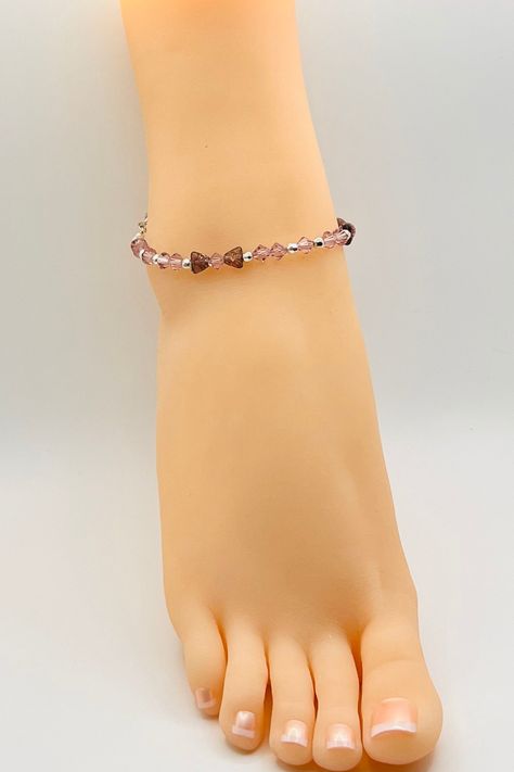 Purple Crystal Bicone Bead Anklet Triangle Beads, Ankle Bracelets Diy, Bead Anklet, Charm Anklet, Summer Anklets, Jewelry Summer, Precious Gift, Bracelets Diy, Purple Crystal