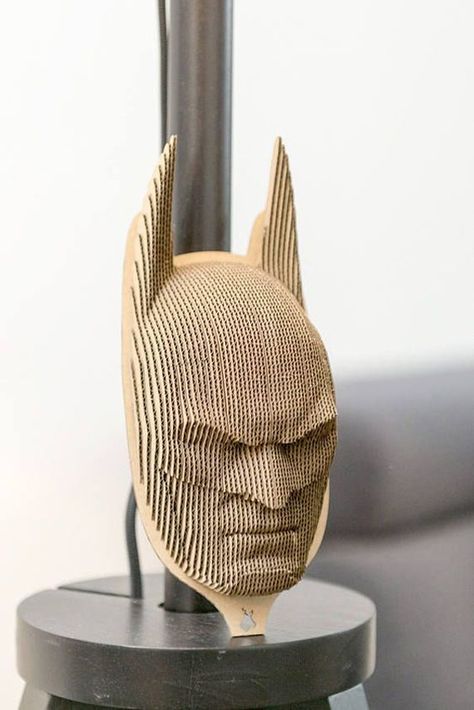 15 DIY Cardboard Wall Ideas To Beautify Your Room | Home Design And Interior Diy Karton, Cardboard Mask, Puzzle Diy, Batman Mask, Diy Puzzles, Cardboard Sculpture, Animal Wall Decor, Cardboard Art, 3d Puzzles