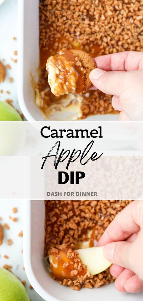 Celebrate Fall & Thanksgiving with our sweet & sticky Caramel Apple Dip! A crowd-pleasing dessert dip perfect for party munchies. Paired with fresh apple slices, it’s a delicious Fall dessert recipe! Apple Dip Caramel, Apple Dip Heath Bits, Score Dip Apple, Skor Apple Dip Recipes, Skor Dip For Apples, Carmel Dip For Apple Slices, Dips For Apples, Apple Dessert Dip, Carmel Apple Dip Recipes