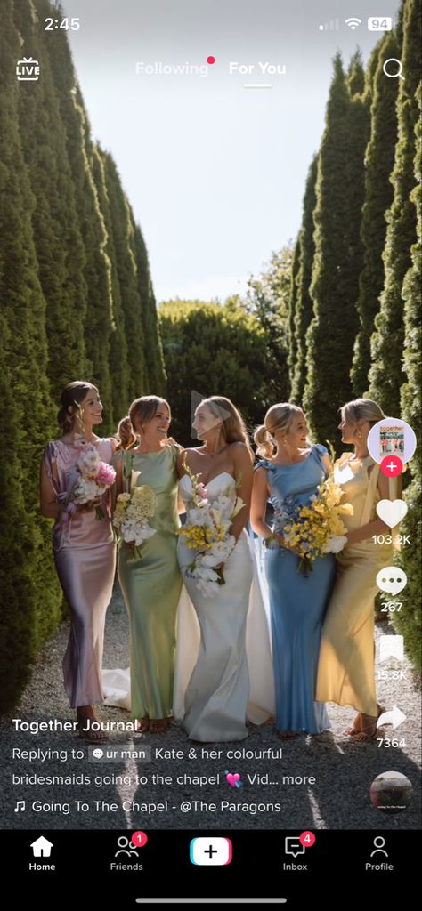 Pastel Bridesmaid Dresses Mismatched, Pastel Groomsmen, Multi Colored Bridesmaid Dresses, Coloured Bridesmaid Dresses, Bridesmaid Dresses Different Colors, Bridesmaid Dresses Color Palette, Bridesmaid Color Palette, Mood Wedding, Pastel Bridesmaids