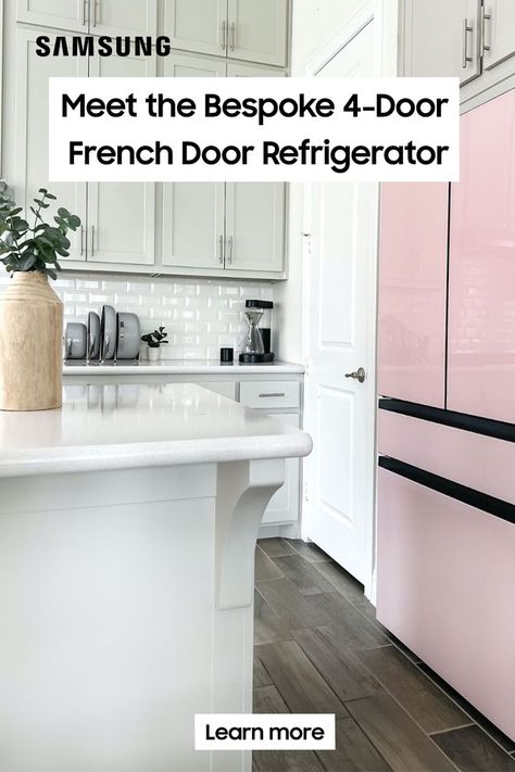 Pink Bespoke Fridge, Pink Samsung Fridge, Pink Refrigerator Kitchen, Bespoke Refrigerator, Pink Refrigerator, Samsung Pink, Pink Fridge, Samsung Fridge, Fridge French Door