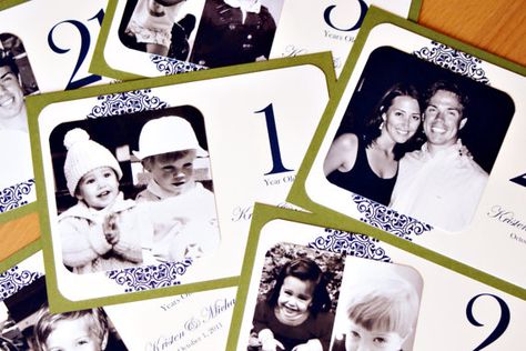 NEW Personalized Photo Table Numbers by Age or Year - 5 x 7 Frameable Size - Custom Colors Available When We Were Table Numbers, Photo Table Numbers, Summer Wedding Reception, Photo Table, Wedding Table Plan, Year 5, Wedding Top, Sister Wedding, October Wedding