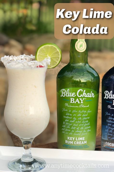 Key Lime Daiquiri, Creamy Mixed Drinks, Key Lime Rum Cream Drinks, Key Lime Drink, Key Lime Colada, Vodka Sangria, Colada Drinks, Key Lime Rum Cream, Cream Of Coconut