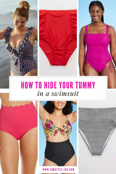 How to hide your tummy in a swimsuit Flattering One Piece Swimsuit, Mom Bathing Suits, Mom Tummy, Tummy Wrap, High Waisted Swimsuit Bottoms, High Waisted Swimsuit, Mommy Tummy, Petite Swimwear, Swimsuit High Waisted