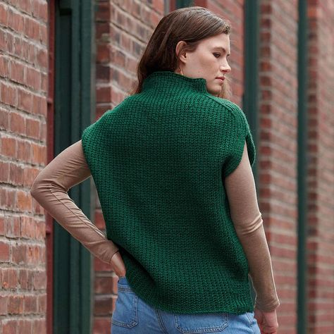 Patons Rib Knit Tunic | Yarnspirations Knit Tunic Pattern, Tunic Pattern Free, Vest Knitting Patterns, Knit Tank Top Pattern, Pullover Sweater Knitting Pattern, Tunic Knitting Patterns, Patons Classic Wool, Tank Top Pattern, Sweater Knitting Pattern