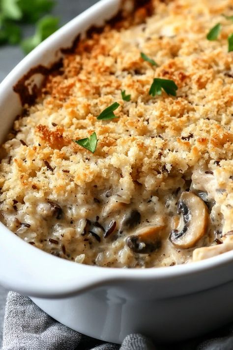 Chicken Mushroom Wild Rice Casserole, Chicken And Long Grain Wild Rice Recipes, Single Meal Ideas, Recipes With Wild Rice, Chicken Rice Mushroom Casserole, Chicken And Wild Rice Casserole Easy, Wild Rice Chicken Casserole, Mushroom Rice Casserole, Chicken Mushroom Rice