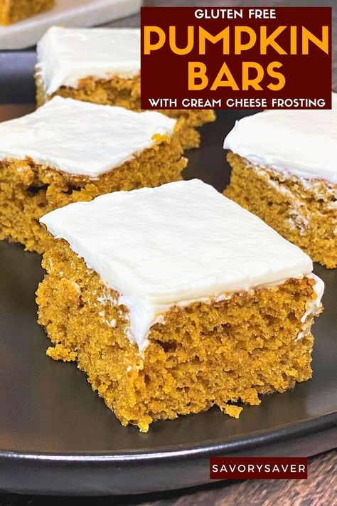 Fall Favorite Desserts, Gluten Free Pumpkin Cake, Gluten Free Pumpkin Bars, Easy Pumpkin Bars, Pumpkin Bars With Cream Cheese, Canned Pumpkin Recipes, Bars With Cream Cheese Frosting, Bars With Cream Cheese, Fall Produce