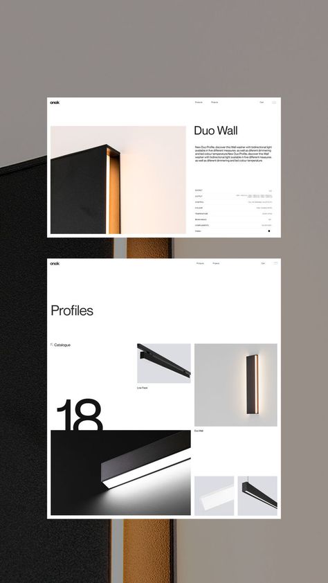 Wesbite Layout exploration for Onok e-commerce. Materials — Onok Lighting. Minimalistic and clean website layout, website design, webdesigner. #uiux #webdesign #typography #userinterface #branding #webstorytelling #userexperience #uiinspo #designinspo #designoftheday #freelancedesigner #websitedesigner #editorialgrid #posterdesigncommunity #typography #posterlabs #helvetica #typosters #graphicindex #graphicdesign #typeinspire #itsnicethat #typedaily #designer Ui Ux Design Trends, Ui Ux 디자인, Presentation Design Layout, Ui Design Website, Visual Identity Design, E Commerce Website, Scandi Design, Website Design Layout, Learning Graphic Design