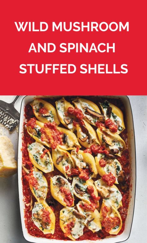 Wild Mushroom and Spinach Stuffed Shells | Get the recipe for Wild Mushroom and Spinach Stuffed Shells. Stuffed Shells Beef, Shell Recipes, Pasta Food Recipes, Real Simple Recipes, Spinach Stuffed Shells, Pasta Shells, Stuffed Shells Recipe, Pasta Food, Wild Mushroom