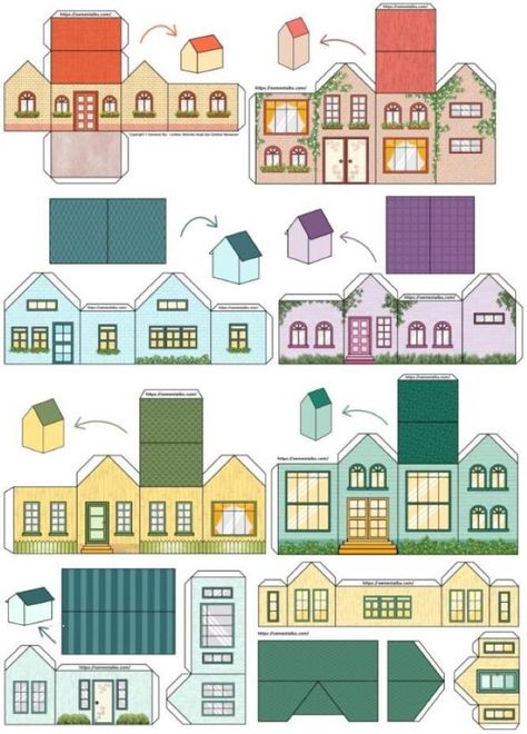 PAPERMAU: An Easy-To-Build Little House Papercraft For Kids - by Semesta Ibu Printable Buildings Templates, Cardboard House Template Free Printable Patterns, 3d Paper Houses Free Printable, House Model For School Project, Paper House Template Printables Free, Paper City Printable, Papercraft House, Trabajos Aesthetic, Paper House Printable