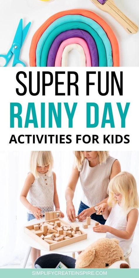 FunRainy Day activities for kids will brighten their faces even with the gloomy weather. These things to do on rainy days are the perfect solution to cabin fever, with ideas for younger children, older children and even a few outdoor wet weather activities that kids will love! With 75 creative ideas, this will become your go-to list of rainy day activities for all future wet weather days too! Indoor activities for kids. Wet weather activities for kids. Indoor Kid Activities, Fun Rainy Day Activities, Weather Activities For Kids, Rainy Day Activities For Kids, Gloomy Weather, Family Bonding Activities, Indoor Kids, Weather Activities, Indoor Activities For Kids