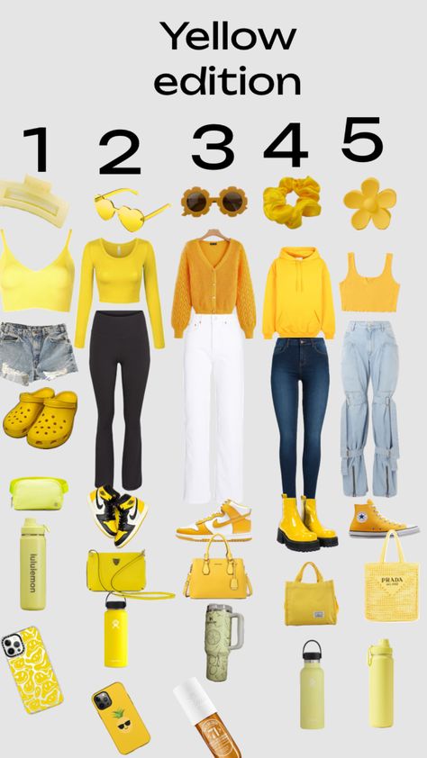 Choose your outfit # yellow edition Yellow Themed Outfits, Yellow Outfits Aesthetic, Yellow Summer Outfits, Cute Yellow Outfits, Yellow Aesthetic Outfit, Sabrina Outfits, Yellow Outfit Ideas, Yellow Top Outfit, Homecoming 2024