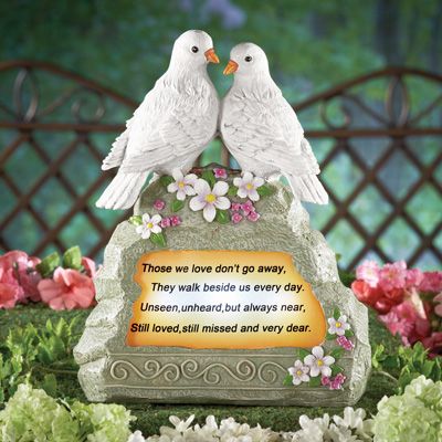 Doves Memorial Garden Stone with Solar Light Miss My Daughter, Memorial Garden Ideas, Grave Ideas, I Miss My Daughter, Angel Garden Statues, Angel Garden, Memorial Garden Stones, Grave Stone, Memory Gifts