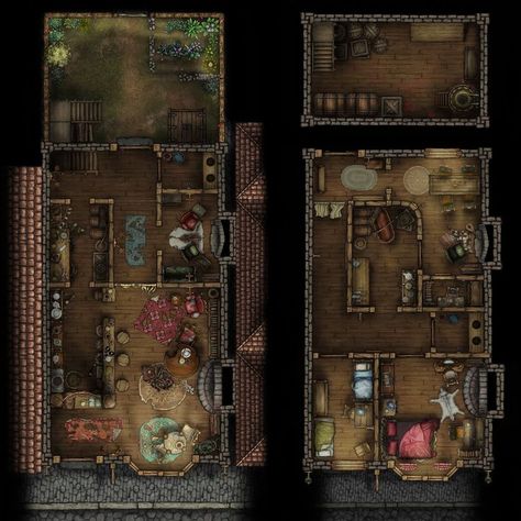 House Battlemap, Dnd Eberron, 5e Maps, Call Of Cthulhu Rpg, Viking Village, Townhouse Interior, Map Making, Battle Map, Fantasy Town