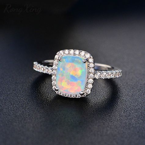 Smarter Shopping, Better Living! Aliexpress.com Opal Birthstone Ring, Opal Stone Ring, Big Wedding Rings, Opal Birthstone, Black Stone Ring, White Opal Ring, Fire Opal Ring, Gold Filled Ring, Green Opal