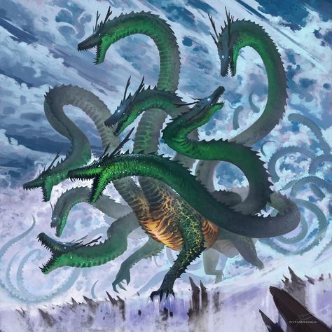 Terrifying Creatures, Yamata No Orochi, Ancient Japan, Creature Artwork, Kaiju Art, Fantasy Beasts, The Giants, Monster Concept Art, Mythical Creature