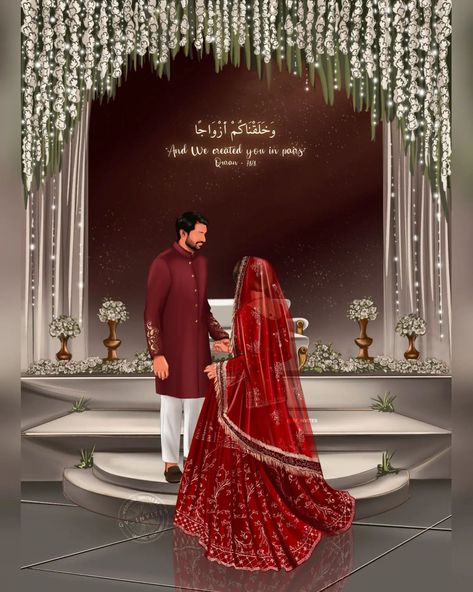 Pakistani Wedding Cards, Couple Illustrations, Basic Wedding, Wedding Cards Images, Wedding Illustration Card, Couple Illustration Wedding, Bride And Groom Cartoon, Background Stylish, Wedding Couple Cartoon