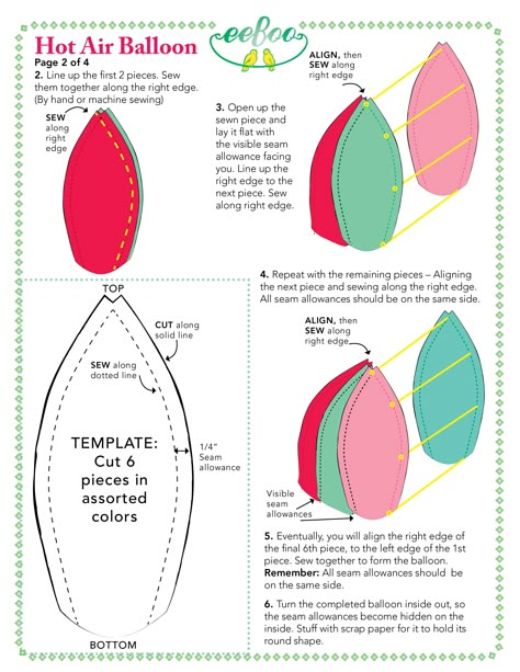 Hot Air Balloon Template 2 Hot Air Balloon Template, Hot Air Balloon Craft, Diy Hot Air Balloons, Balloon Template, Balloon Mobile, Hot Air Balloon Party, Sewing Templates, Balloon Crafts, Baby Mobiles