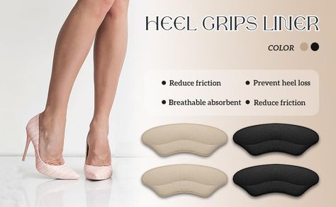 Inserts for Loose Shoes, Heel Pads Snugs for Shoe Too Big Men Women, Filler Improved Shoe Fit and Comfort, Prevent Heel Slip and Blister (4 Pairs ) (Pale Apricot+Black) Heel Blisters, Heel Grips, Shoes Too Big, Shoes Heel, Shoe Inserts, Heel Pain, Cushion Inserts, Foot Pain, Big Men