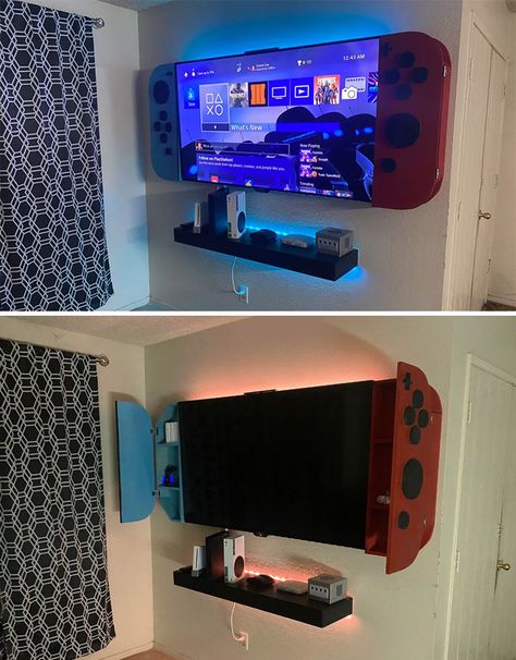 Nintendo Switch Tv Frame, Diy Nintendo, Nintendo Room, Hot Wheels Room, Garage Game Rooms, Gaming Bedroom, Idle Hands, Old Garage, Ideas Hogar