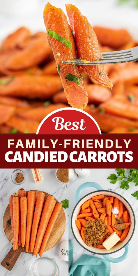 This sweet and simple Candied Carrots Recipe will easily become your new favorite side dish! Just a few ordinary ingredients transform basic carrots into a special addition to any meal. Candies Carrots, Candied Carrots Recipe, Candy Carrots Recipe, Easy Vegetable Side Dish, Carrots Side Dish, Novice Chef, Candied Carrots, Easy Vegetable Side Dishes, Comfort Casseroles