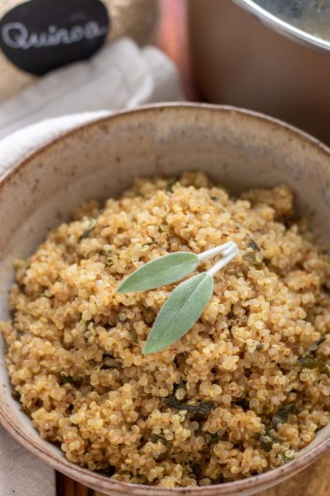 Brown Butter & Sage Quinoa - Wine a Little, Cook a Lot Pecan Crusted Fish, Quinoa Recipes Side Dish, Quinoa Side, Quinoa Granola Bars, Quinoa Side Dish, Lemon Garlic Chicken Thighs, Brown Butter Sage, Crusted Fish, Cream Cheese Spinach