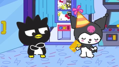 Maru And Kuromi, Kuromi Badtz Maru, Rapunzel And Eugene, Hello Kitty Aesthetic, Badtz Maru, Hello Kitty Characters, Hello Kitty Cartoon, Hello Kitty Art, Bestest Friend