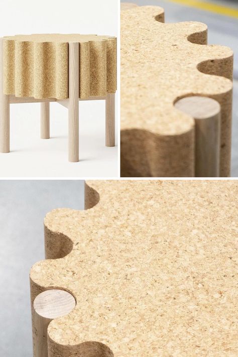 Cork Furniture Design, Cork Furniture, Stools Design, Cork Stool, Sustainable Furniture Design, Stackable Furniture, Cork Design, Stackable Stools, Eco Furniture