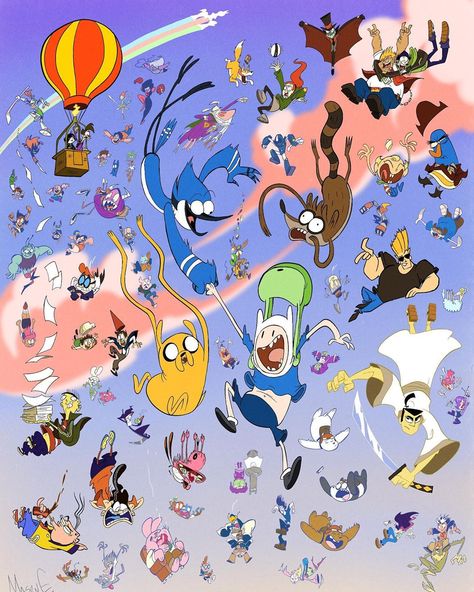 Mason Earwood on Instagram: “Cartoon Network Skyway - - - After nine grueling days of agony, it’s finally done. What started off as a simple roster ballooned into an…” Old Cartoon Network Shows, Cartoon Network Fanart, Cartoon Network Art, Old Cartoon Network, Cartoon Network Characters, Infinity Train, Cn Cartoon Network, 2000s Cartoons, Ducktales 2017