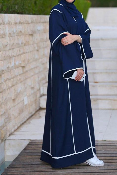 Dark Blue Abaya, Modern Islamic Clothing, Blue Abaya, Abaya Online, Mode Abaya, Abaya Designs, Aichi, Abaya Dress, Islamic Clothing