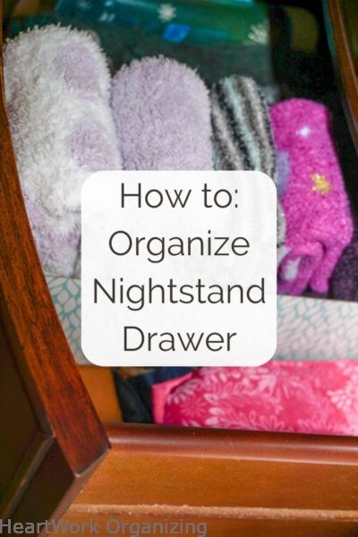 Organize Nightstand, Nightstand Drawer Organization, Eggs And Bread, Nightstand Drawers, Nightstand Drawer, Bathroom Linen Closet, Round Baskets, Organized Bathroom, Getting Organized At Home